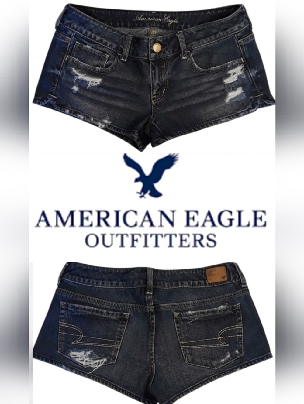 🦅American Eagle Outfitters Mini Blue Distressed Jean Shorts. Women's Size: 6.
